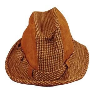 Vintage Dobbs NYC Brown Suede & Tweed Fedora Gentleman's Hat Size 7